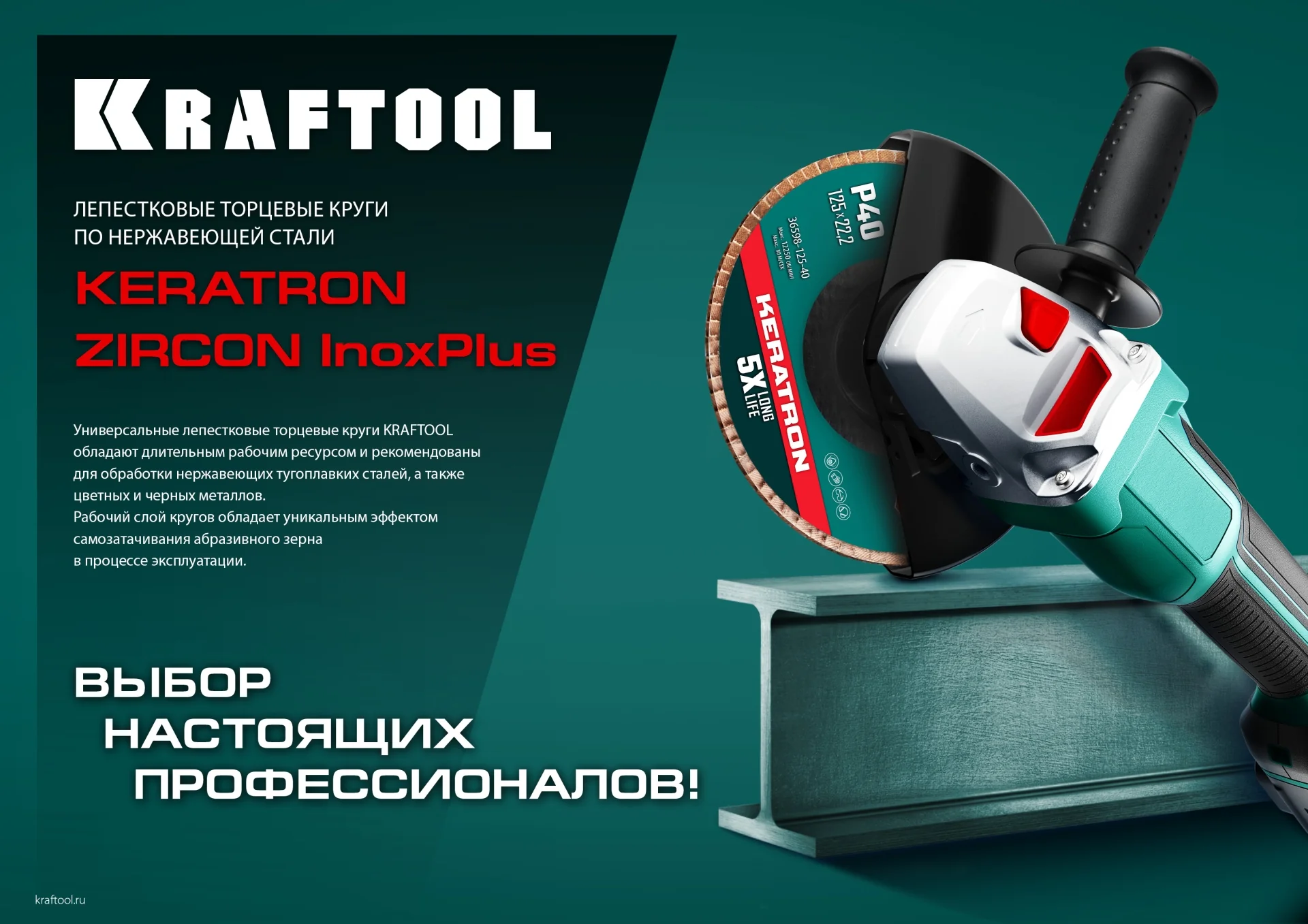 Круг лепестковый KRAFTOOL 36594-125-80 125 х 22.2 мм, P80