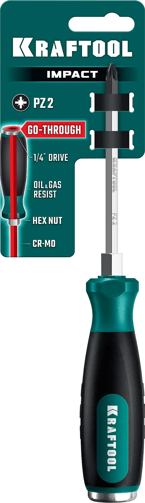Ударная отвертка KRAFTOOL IMPACT PZ 2, сквозной стержень Cr-Mo (250035-2)