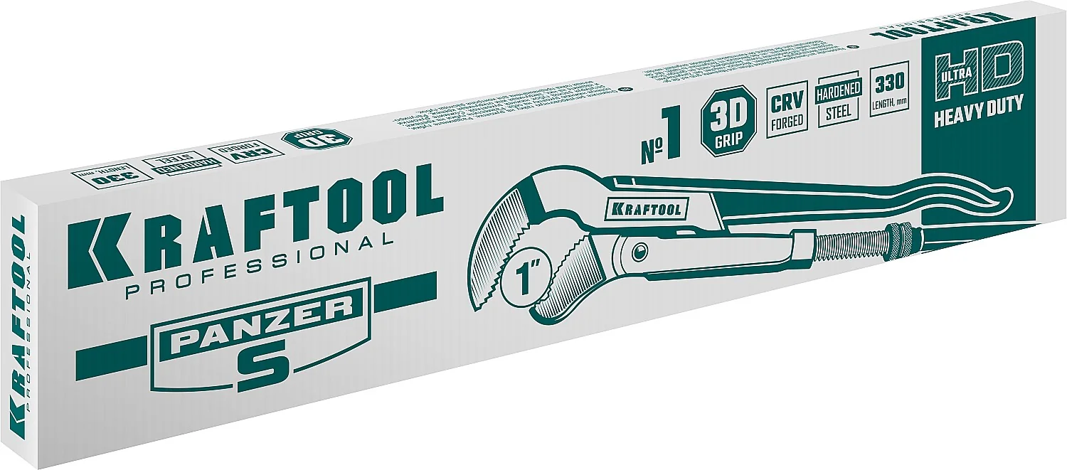 Трубный ключ KRAFTOOL PANZER-S, №1, 1″, 330 мм, с изогнутыми губками (2733-10)