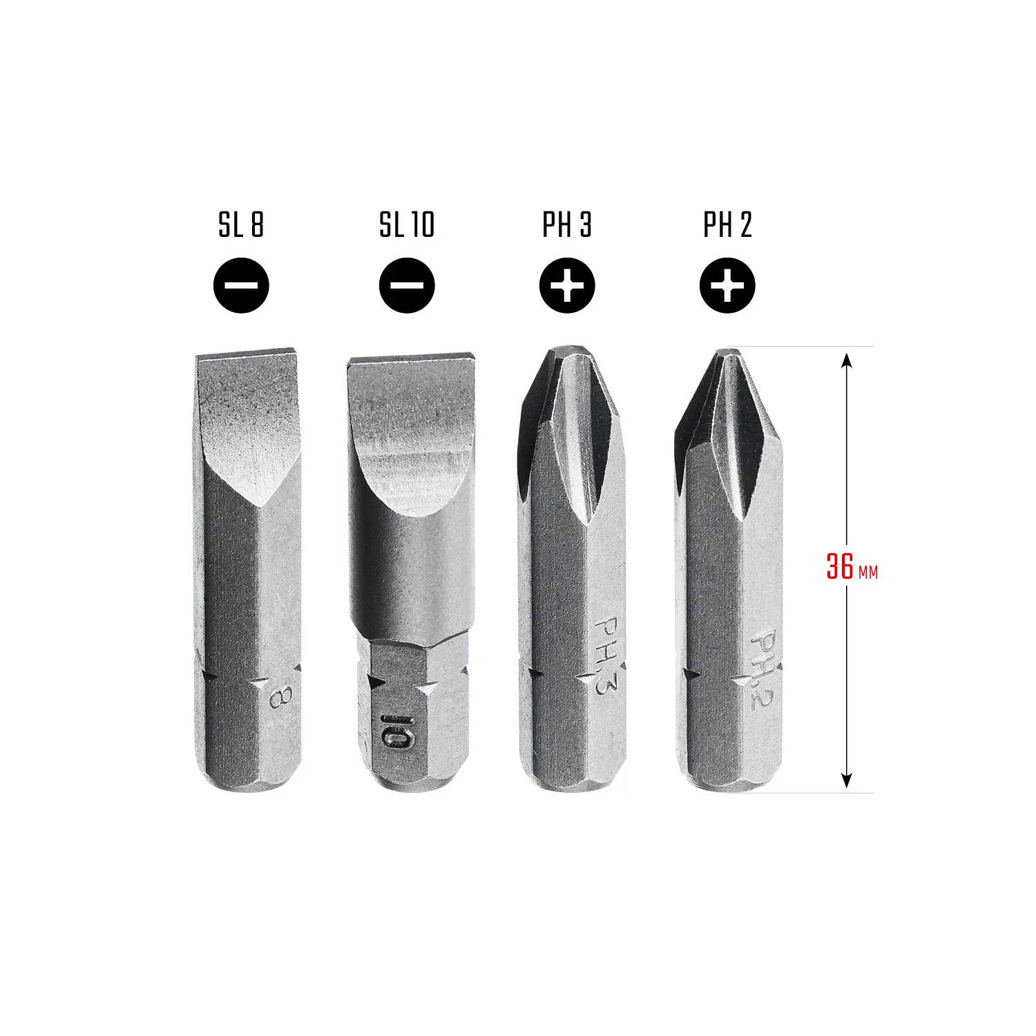 Набор бит для ударной отвертки KRAFTOOL 36 мм, 4 шт (25551)