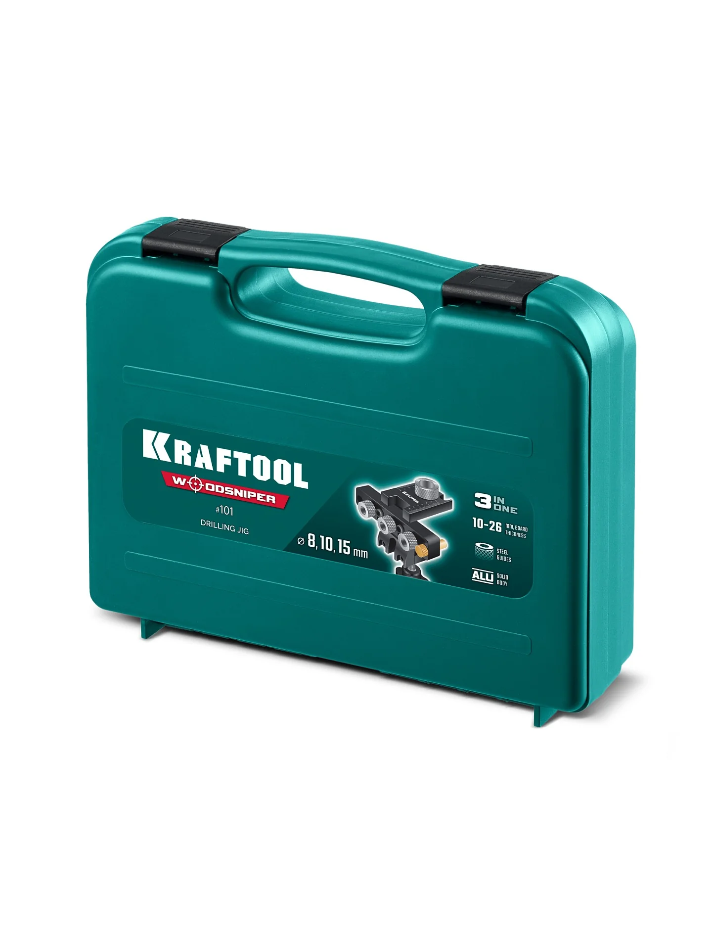 Кондуктор для эксцентриковых стяжек и шкантов KRAFTOOL 30072 Woodsniper 101, ″3-в-1″