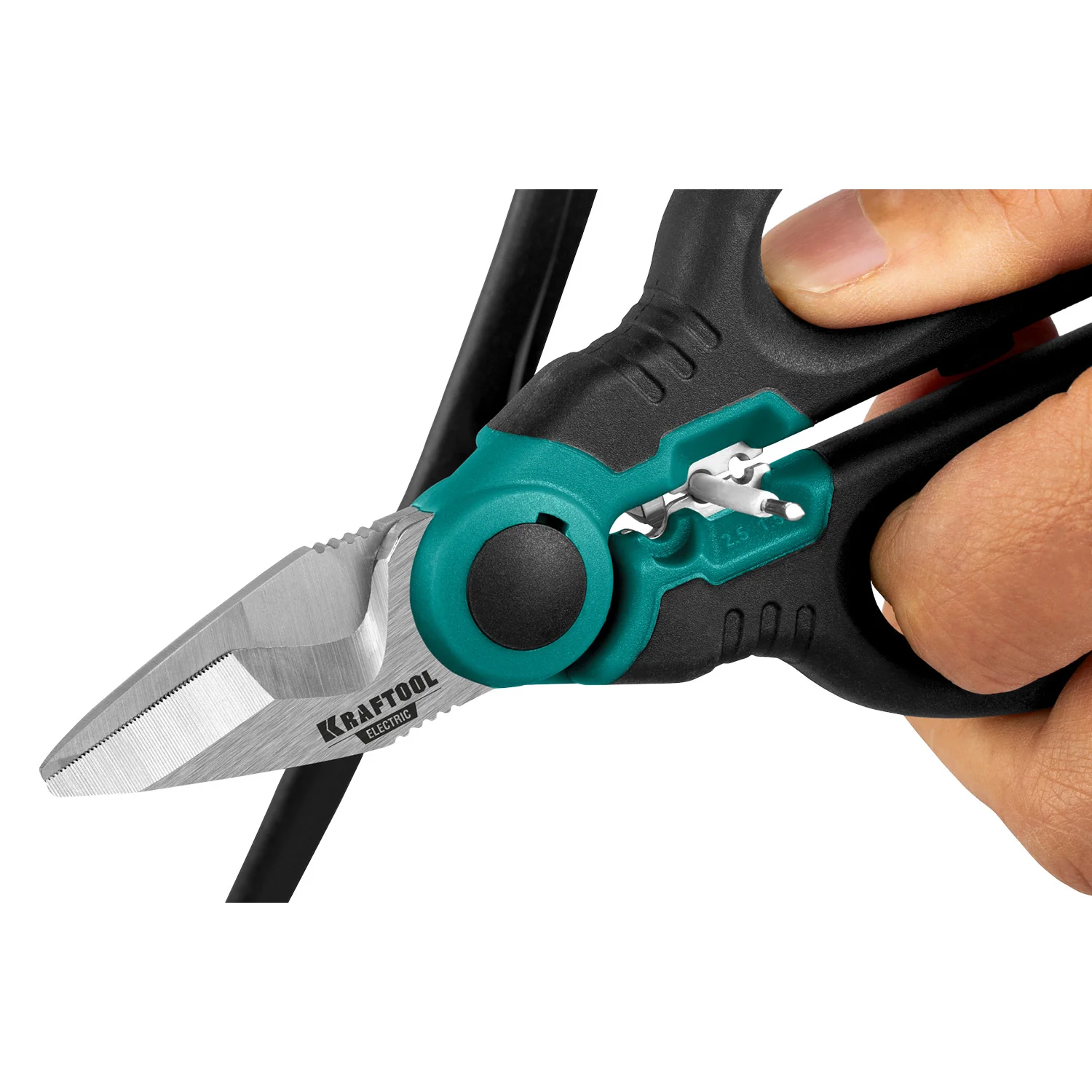 Ножницы электрика KRAFTOOL 4 в 1, 160 мм, с чехлом (23356)