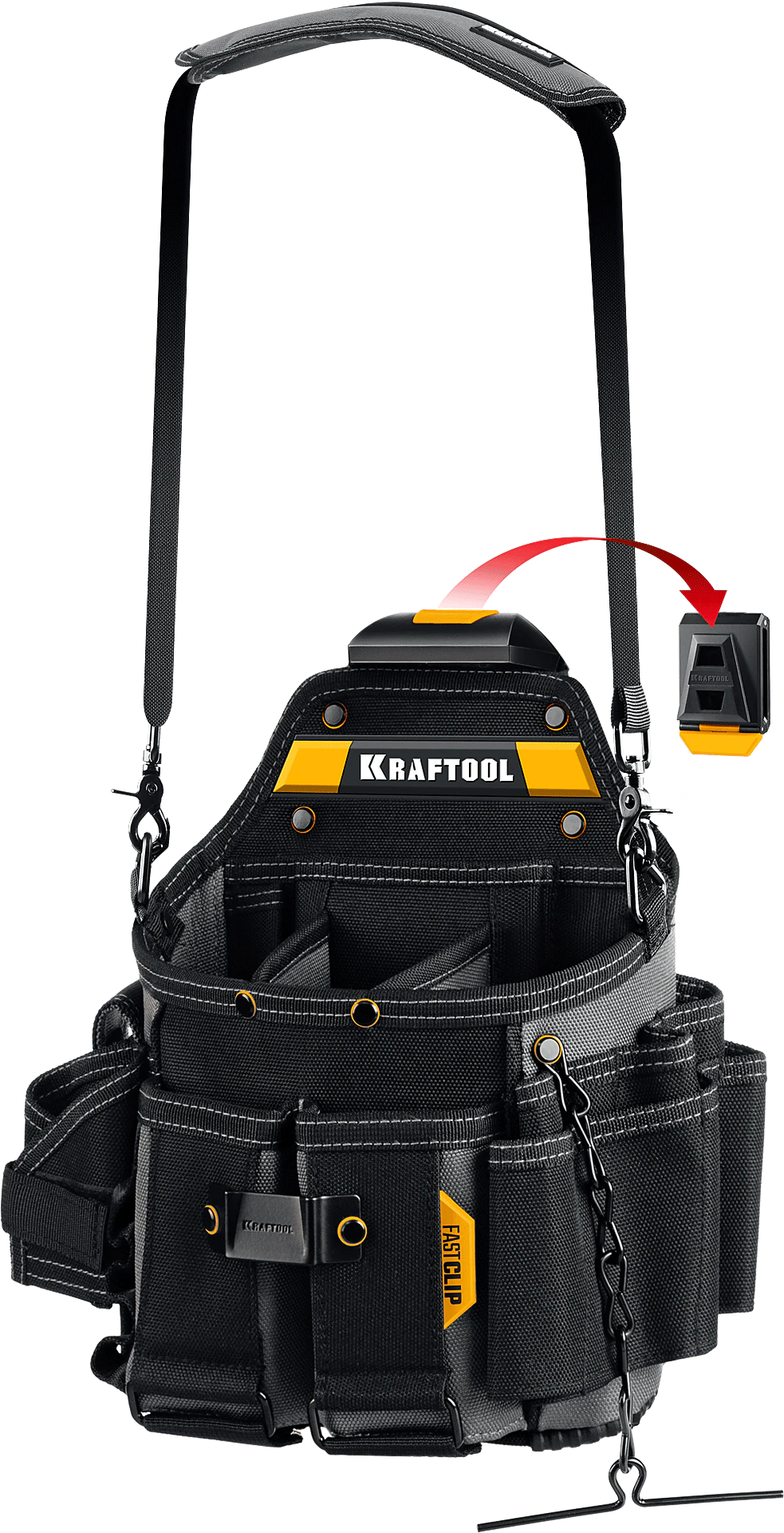 Поясная сумка KRAFTOOL KPB-23, с быстросъёмным креплением FastClip, 290 х 310 мм (38766) Поясная сумка KRAFTOOL KPB-23, с быстросъёмным креплением FastClip, 290 х 310 мм (38766)