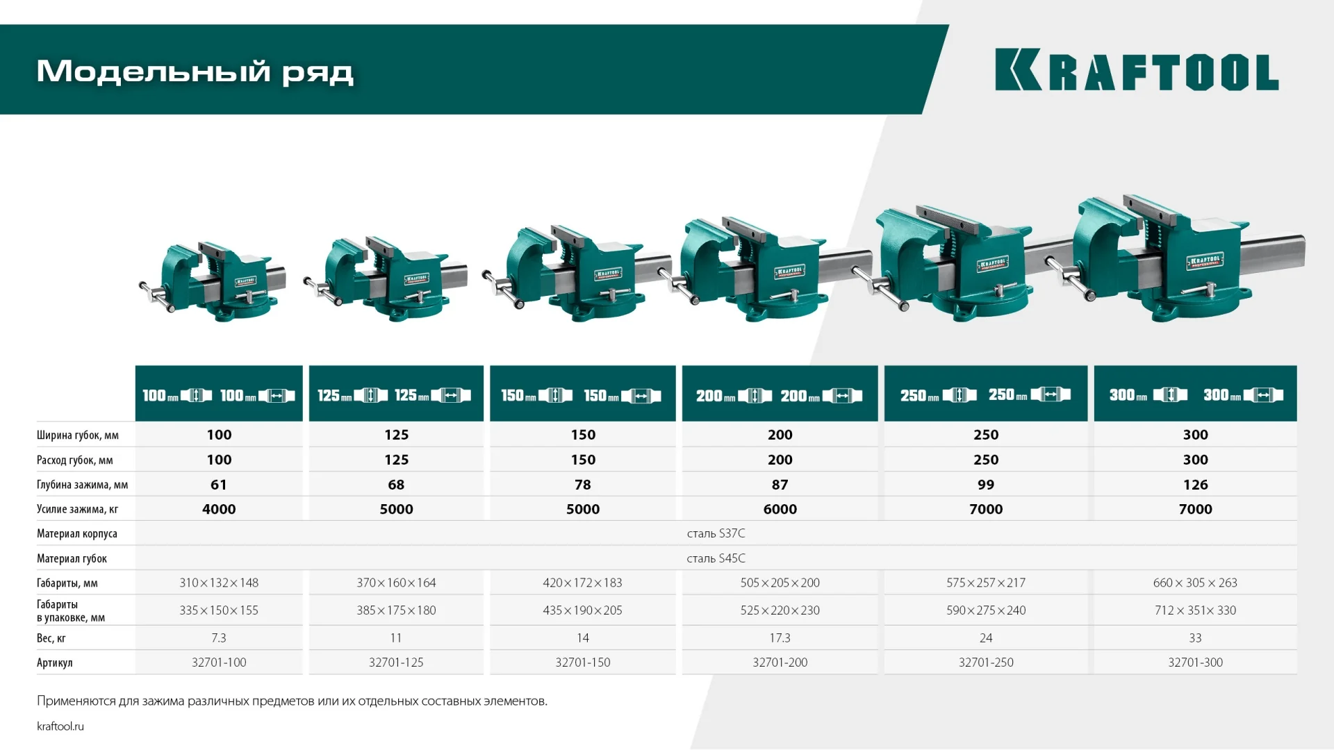 Стальные слесарные тиски KRAFTOOL STEEL, 300 мм (32701-300)