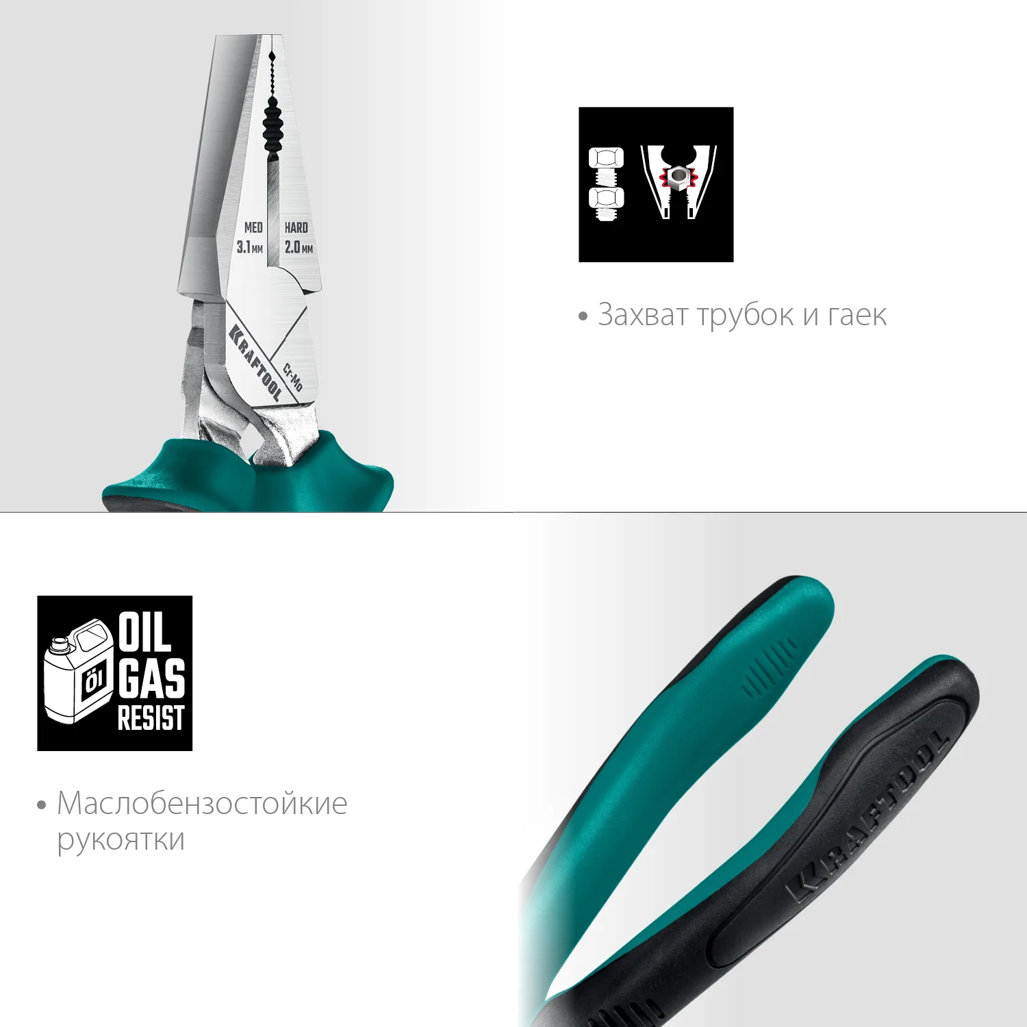 Комбинированные плоскогубцы с эксцентриковым шарниром KRAFTOOL 160 мм (22011-1-16)