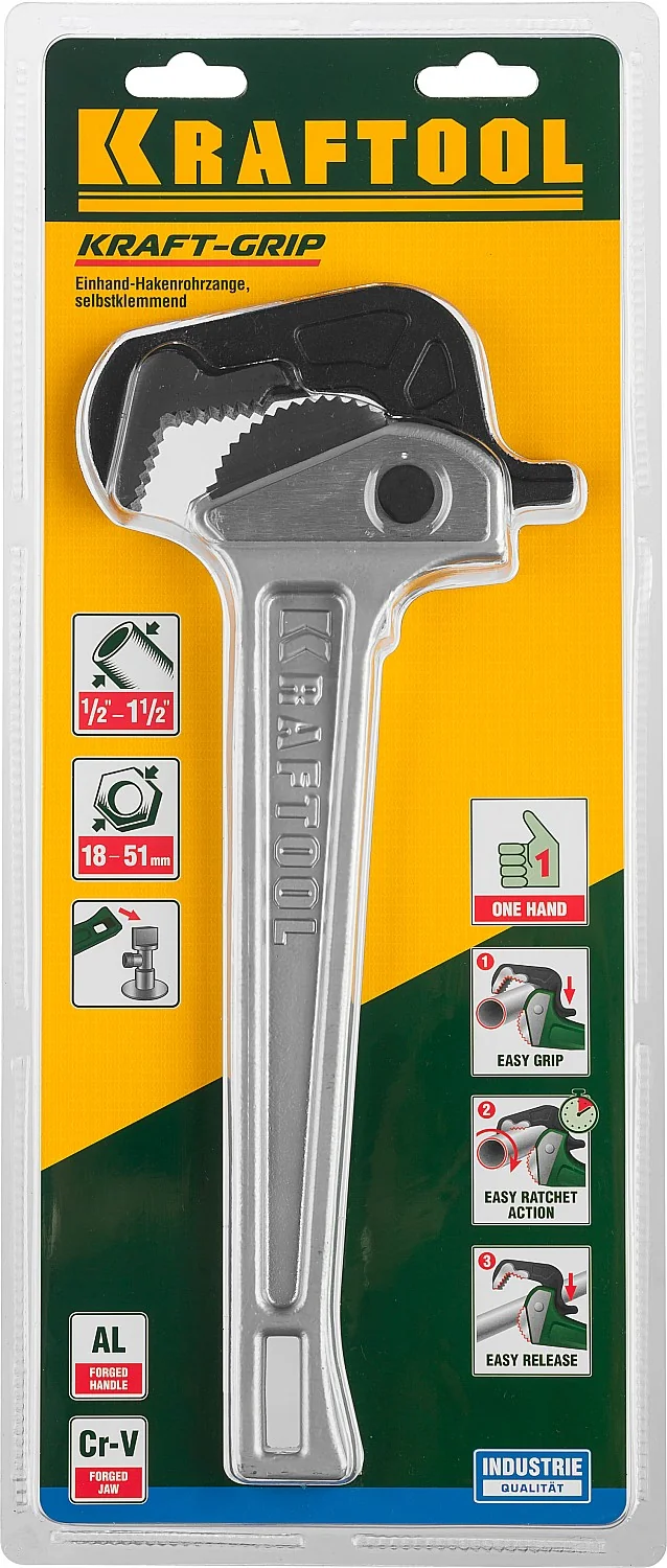 Трубный ключ KRAFTOOL MASTERGRIP, 1.5″, 18 - 51 мм, 330 мм, быстрозажимной (27365-14)