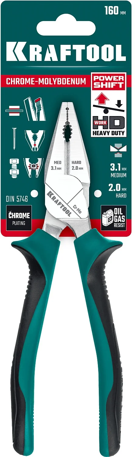 Комбинированные плоскогубцы с эксцентриковым шарниром KRAFTOOL 160 мм (22011-1-16)