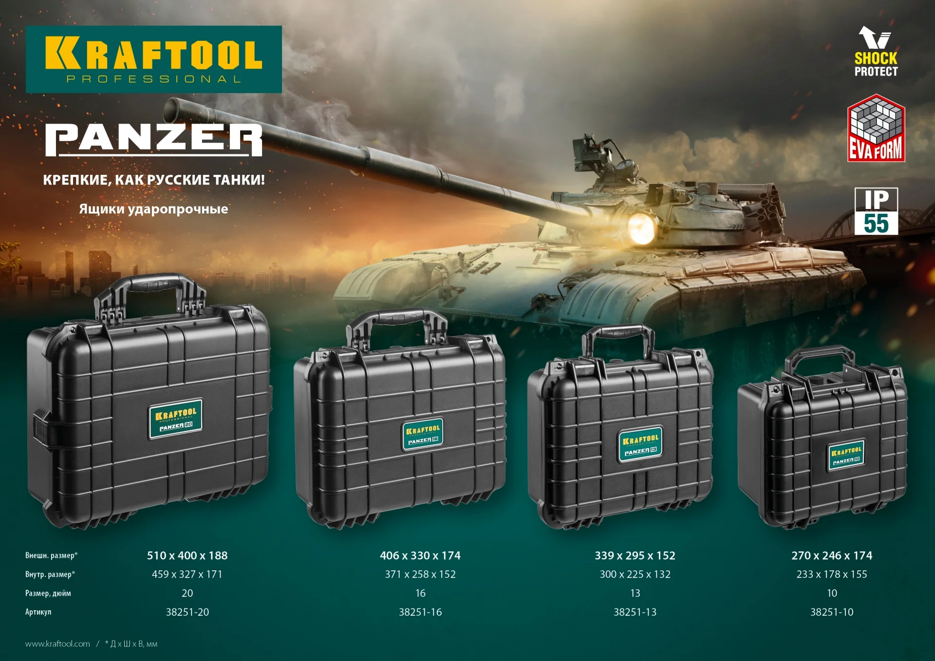 Ящик KRAFTOOL PANZER-20, 510 х 400 х 190 мм, (20″), IP55, ударопрочный пластиковый (38251-20) Ящик KRAFTOOL PANZER-20, 510 х 400 х 190 мм, (20″), IP55, ударопрочный пластиковый (38251-20)