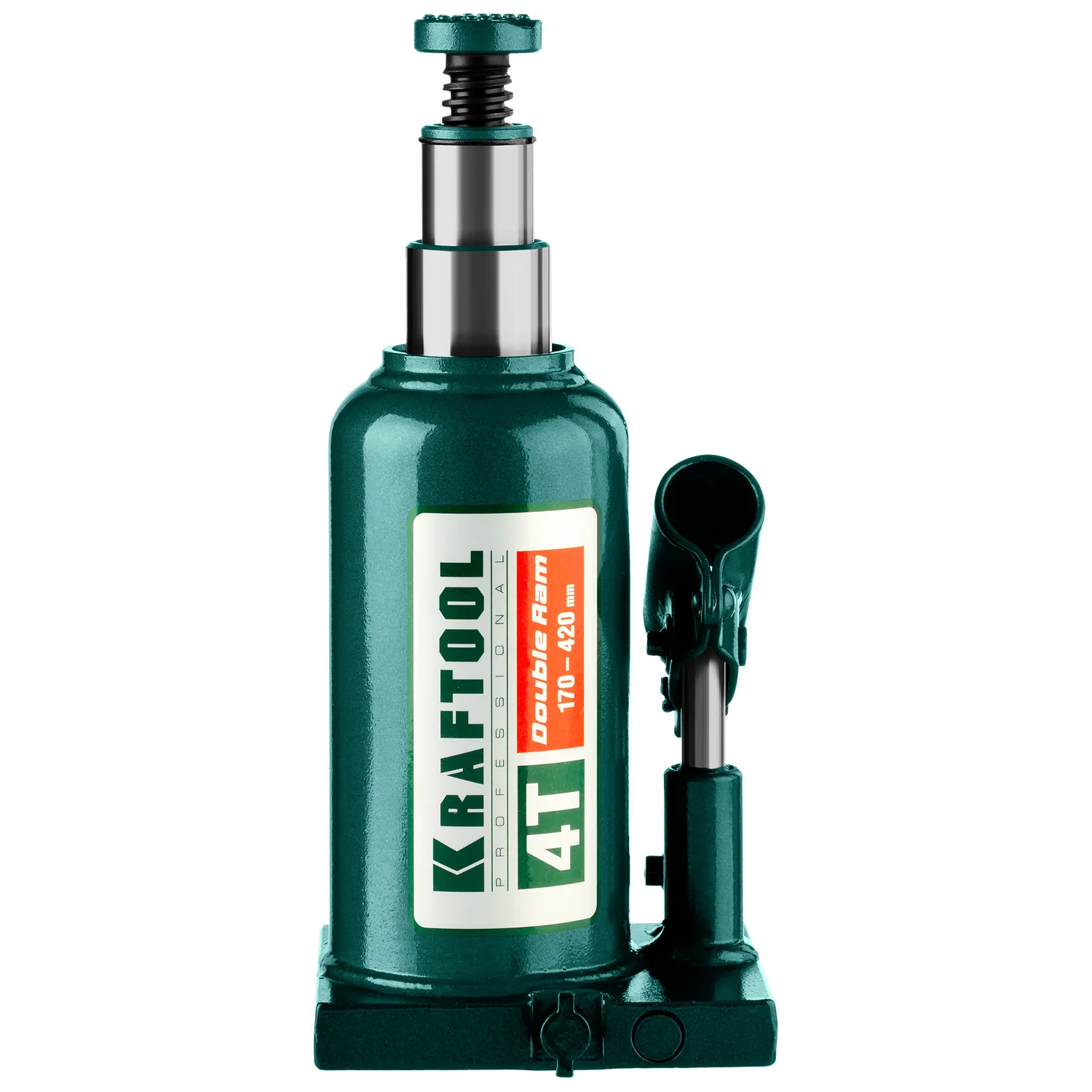 Домкрат бутылочный двухштоковый KRAFTOOL 4 т, 170 - 420 мм, с увеличенным подъемом (43463-4)