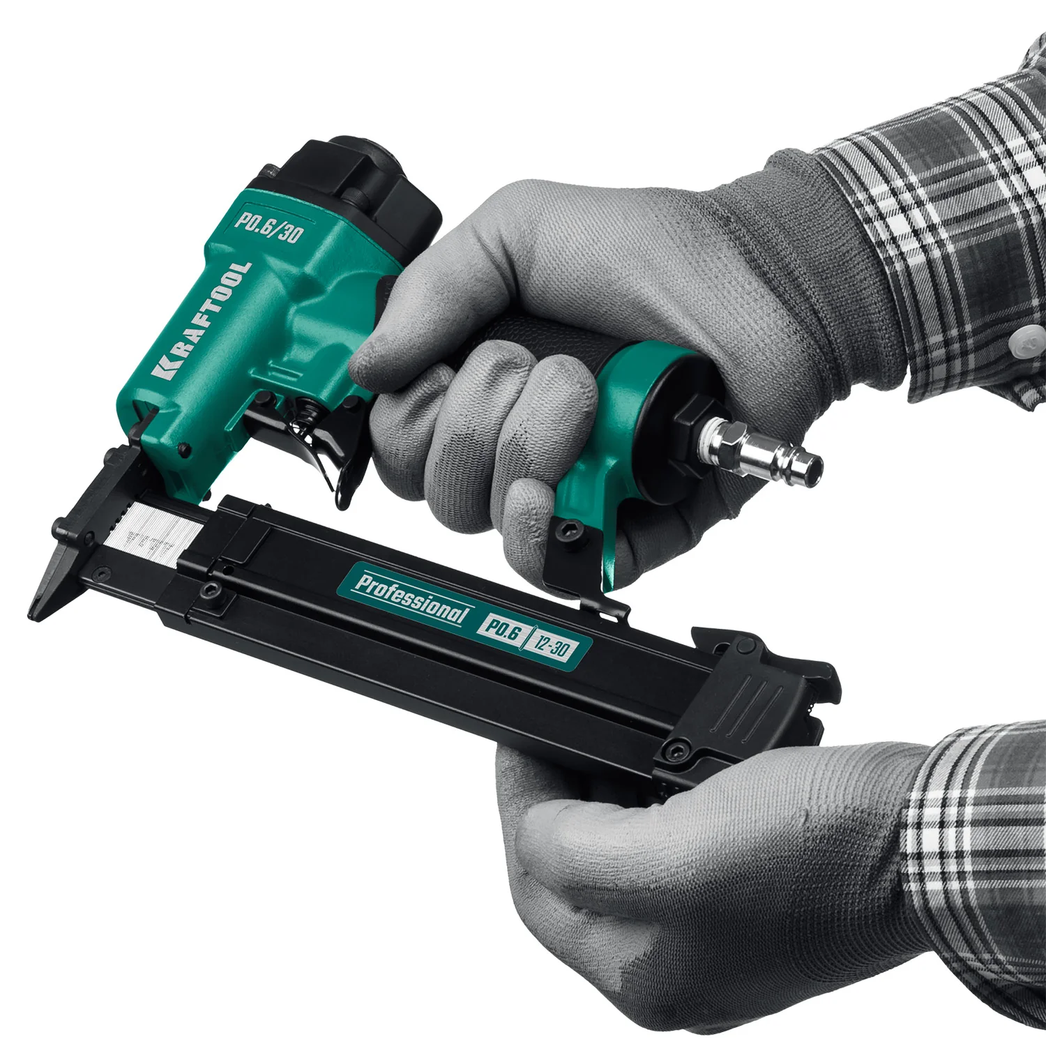 Пневматический нейлер KRAFTOOL 31963 P0.6/30 для шпилек 23Ga тип P0.6 (12-30 мм)