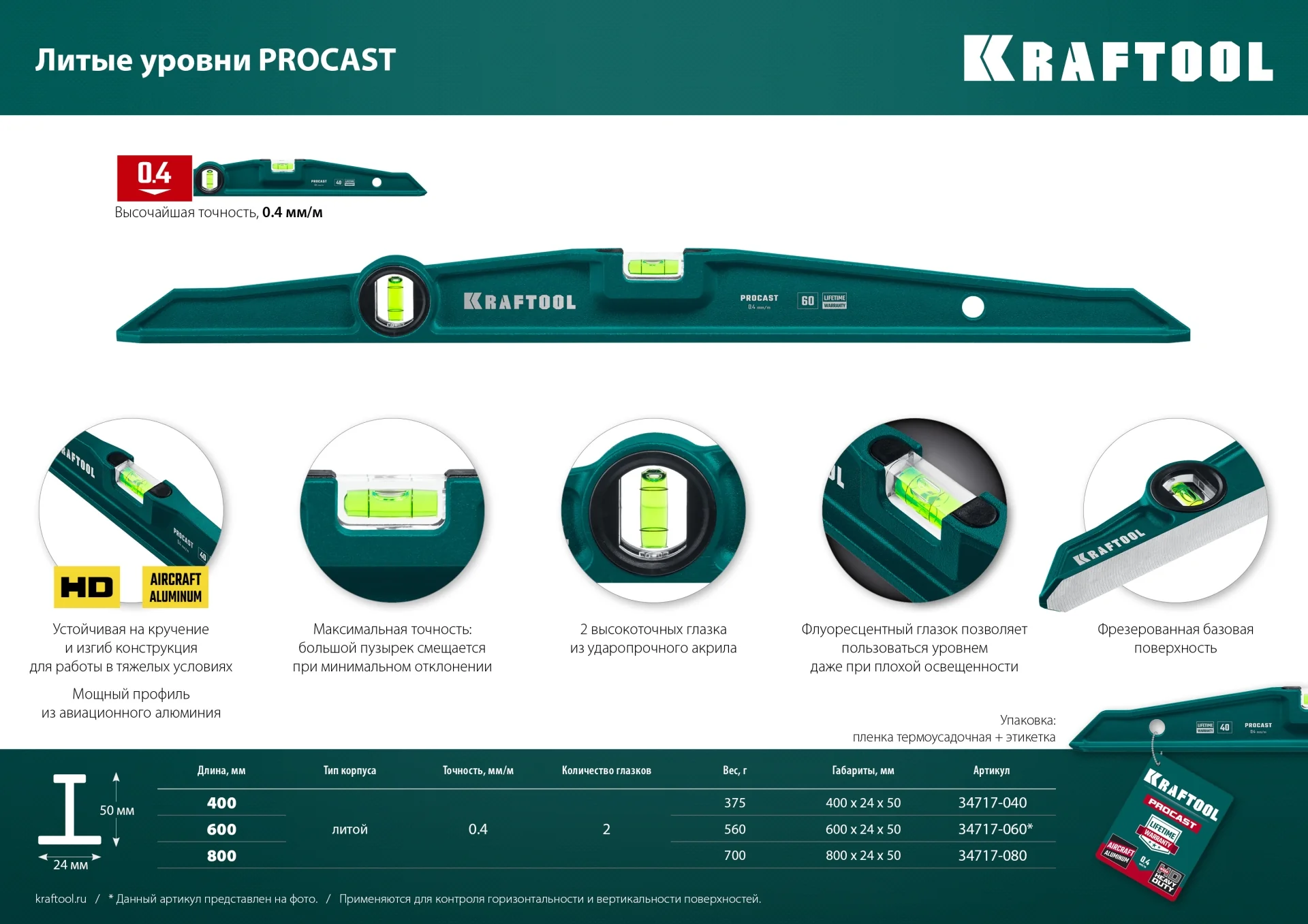 Уровень литой KRAFTOOL 800 мм (34717-080) Уровень литой KRAFTOOL 800 мм (34717-080)