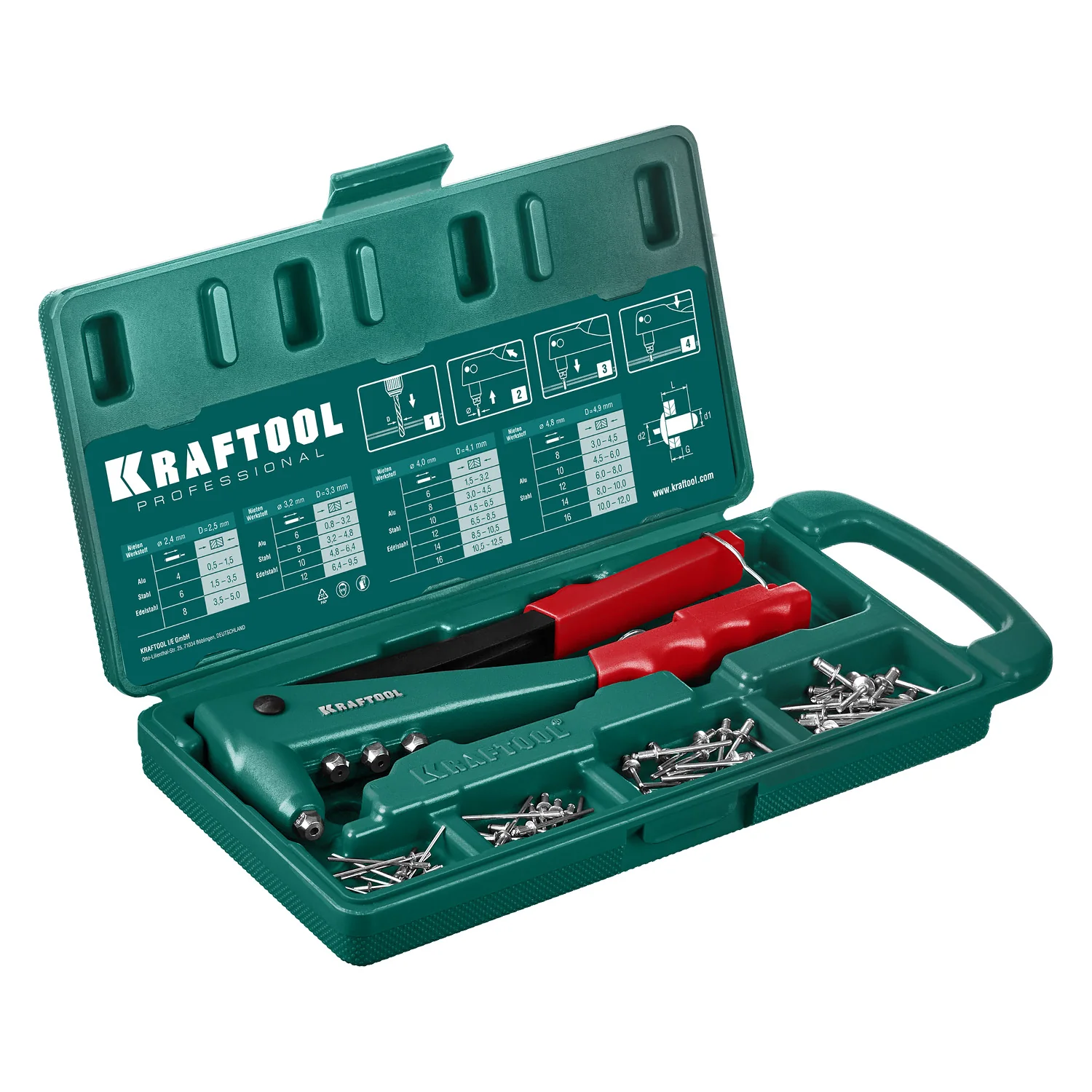 Заклепочник литой KRAFTOOL 2.4 - 4.8 мм, в кейсе (31170-H6)