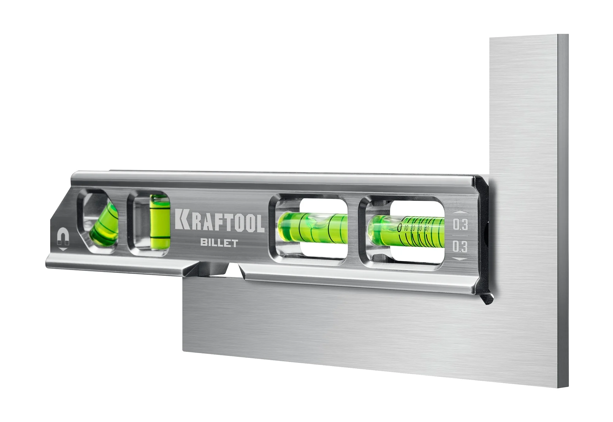 Уровень брусковый магнитный KRAFTOOL 200 мм, 8 в 1, точность 0.3 мм/м, 4 глазка (34790)