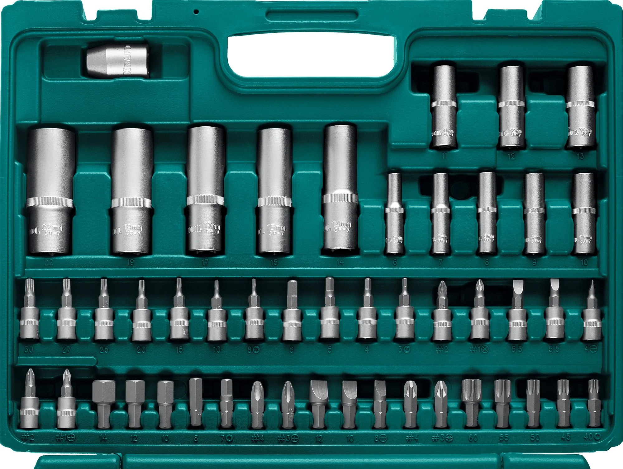 Универсальный набор инструмента KRAFTOOL X-Drive 108, 108 предм., (1/2″+3/8″+1/4″) (27888-H108)