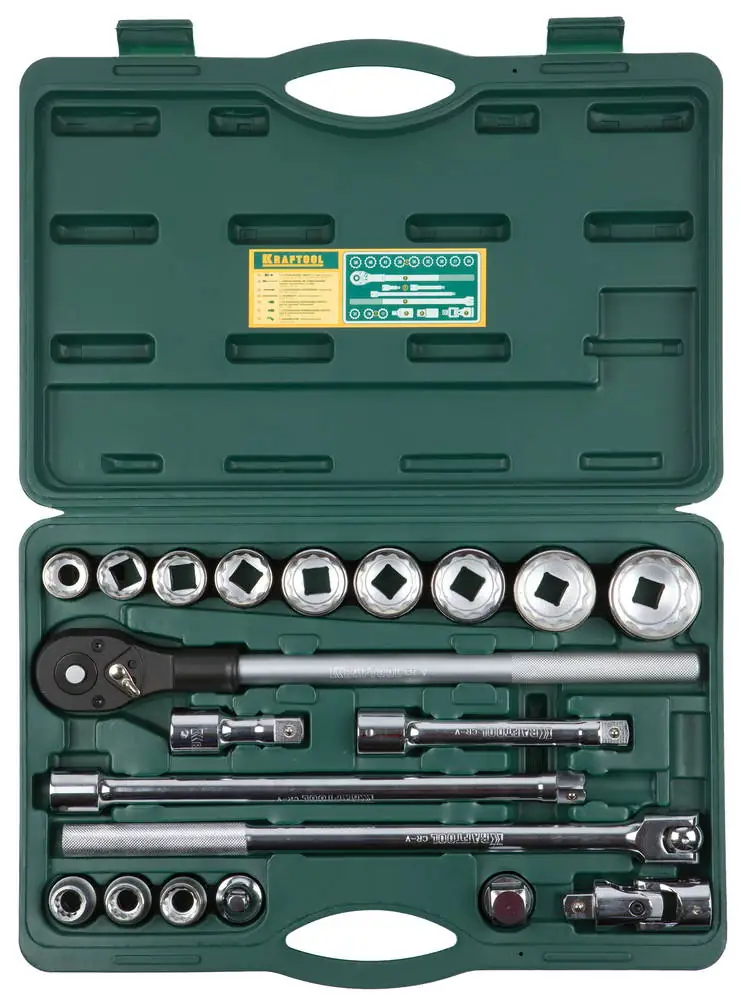 Набор торцовых головок для крупногабаритной техники KRAFTOOL TRUCK 20, 20 предм., (3/4″) (27895-H20)