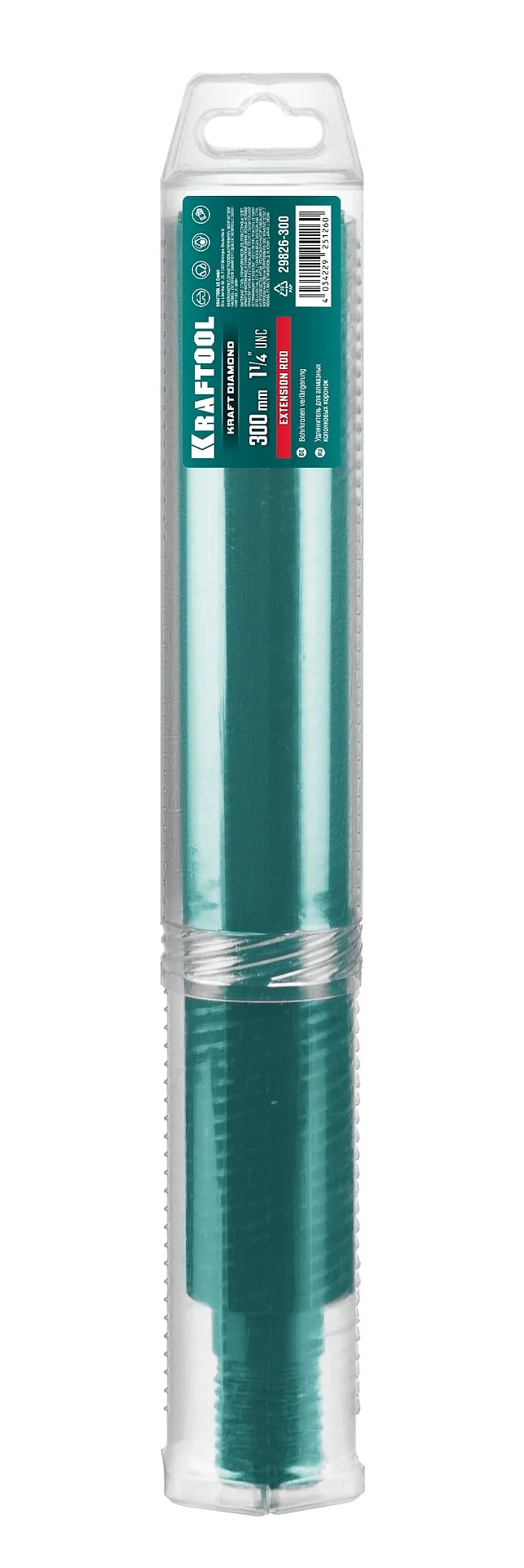 Удлинитель для алмазных коронок KRAFTOOL 29826-300 L300 мм, стальной, посадка 1 1/4″