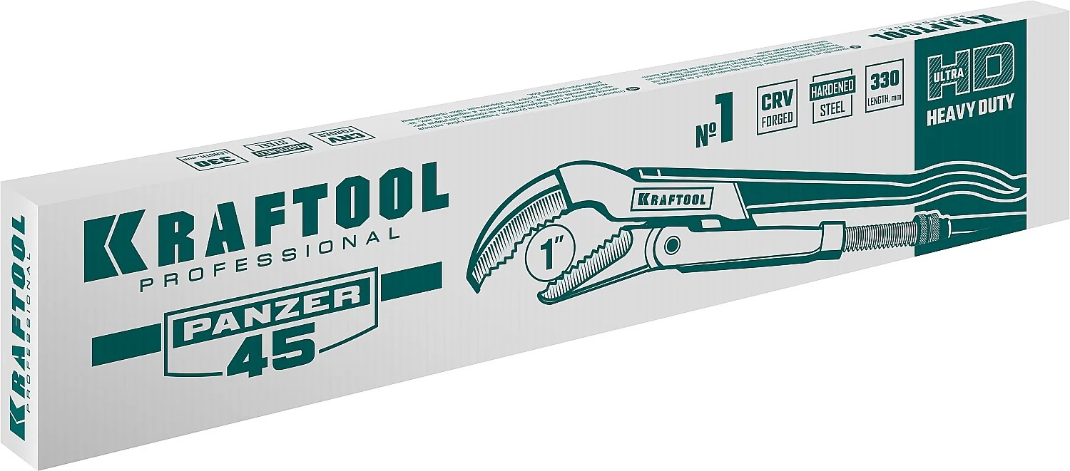 Трубный ключ KRAFTOOL PANZER-45, №1, 1″, 330 мм, с изогнутыми губками (2735-10)