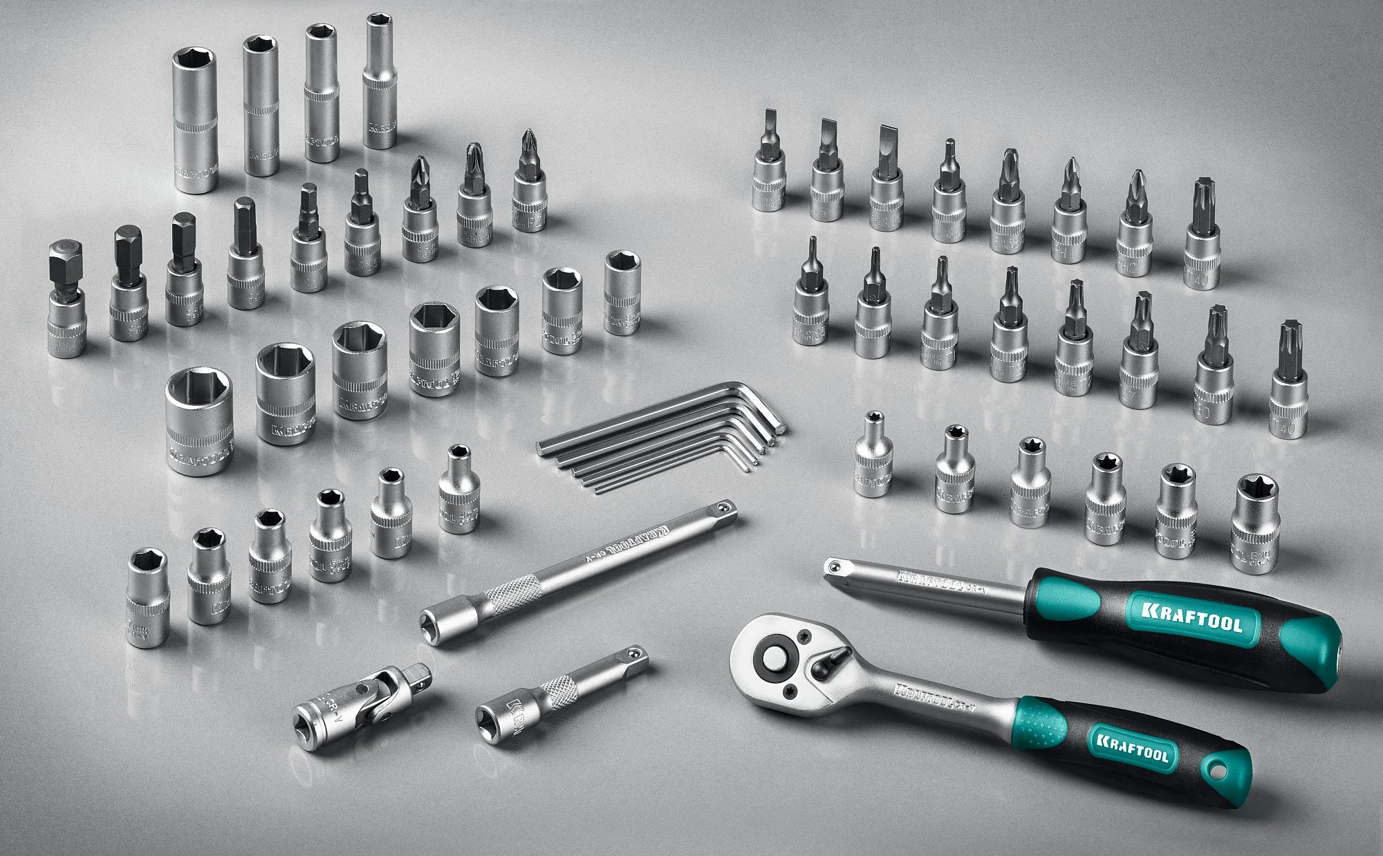 Универсальный набор инструмента KRAFTOOL X-Drive, 57 предм., (1/4″) (27885-H57)