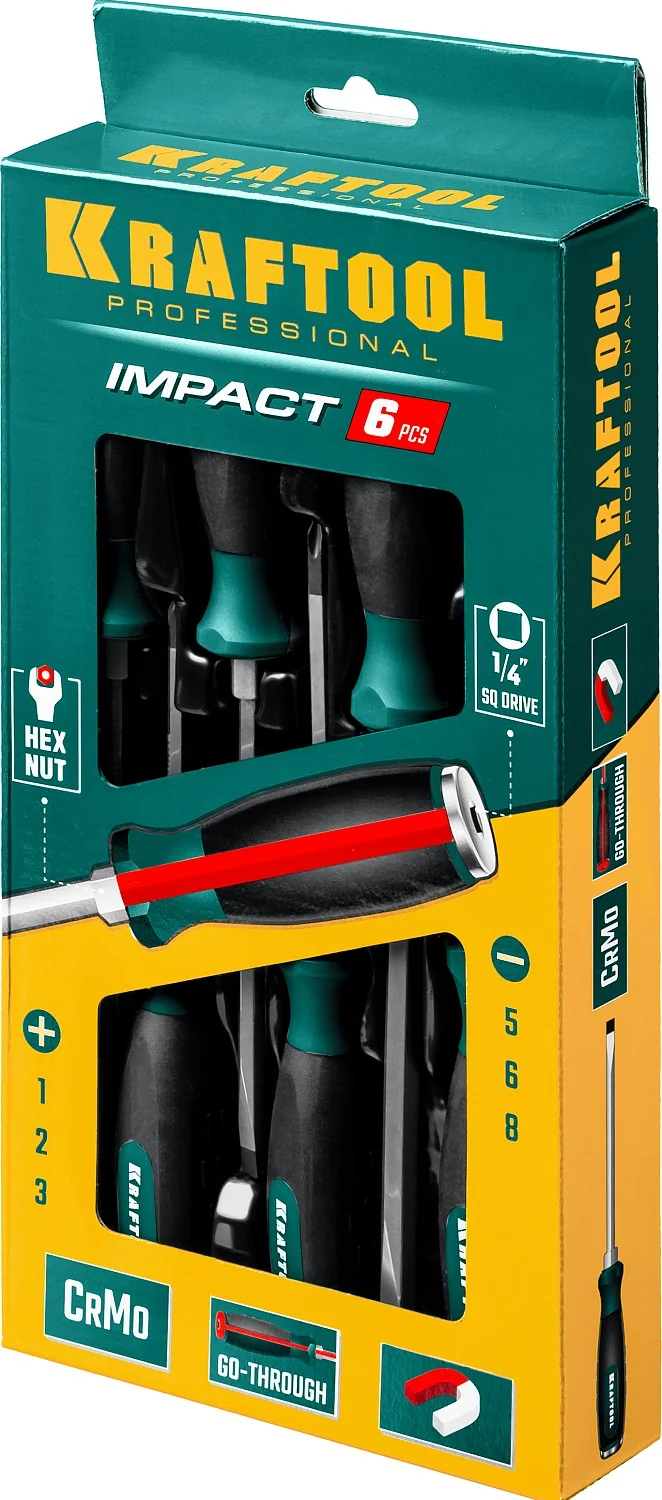 Набор ударных отверток KRAFTOOL Impact, 6 шт (25025)