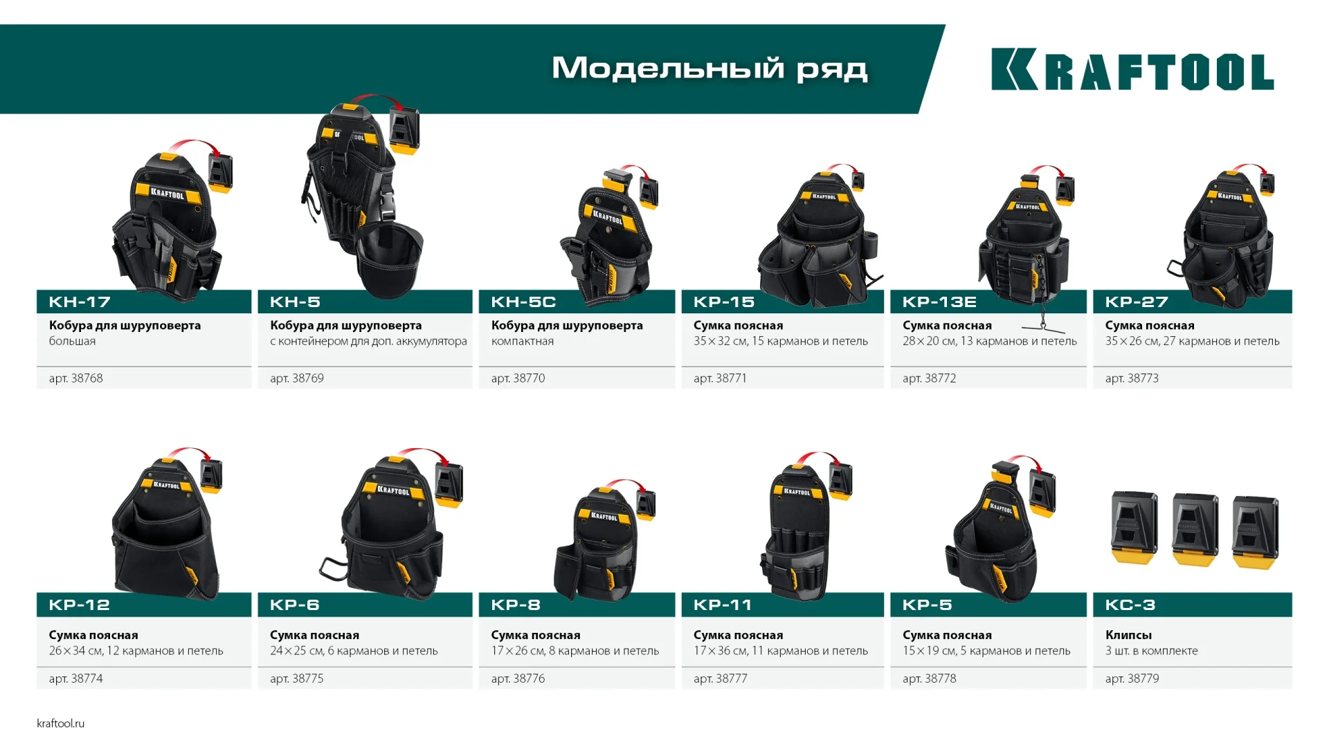 Кобура KRAFTOOL KH-5C, для шуруповерта с быстросъёмным креплением FastClip, компактная (38770)