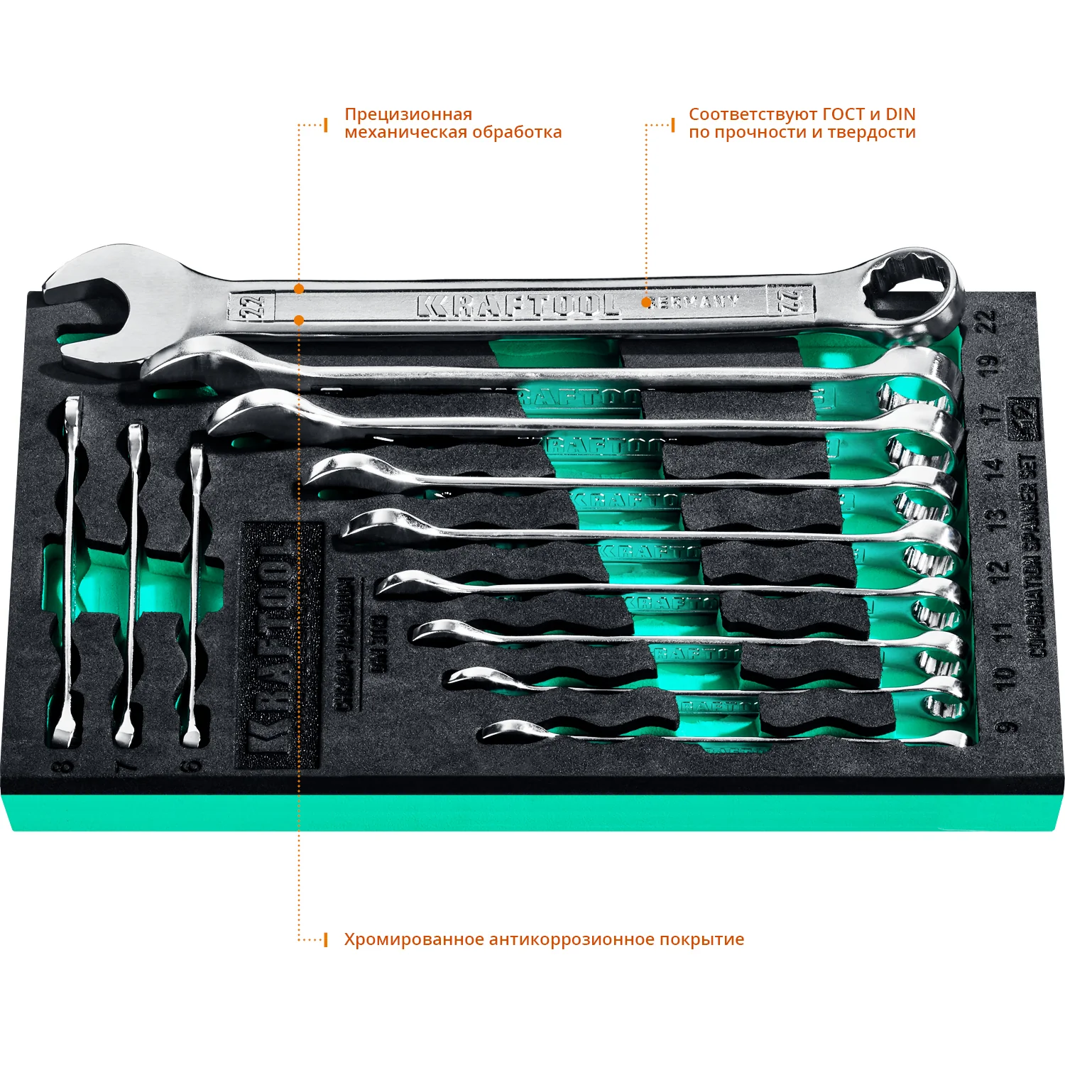 Набор комбинированных гаечных ключей KRAFTOOL 12 шт, 6 - 22 мм (27079-H12E)