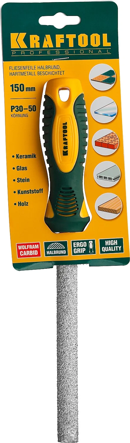 Полукруглый напильник с карбидом вольфрама, Professional KRAFTOOL 150 мм (16082-15)