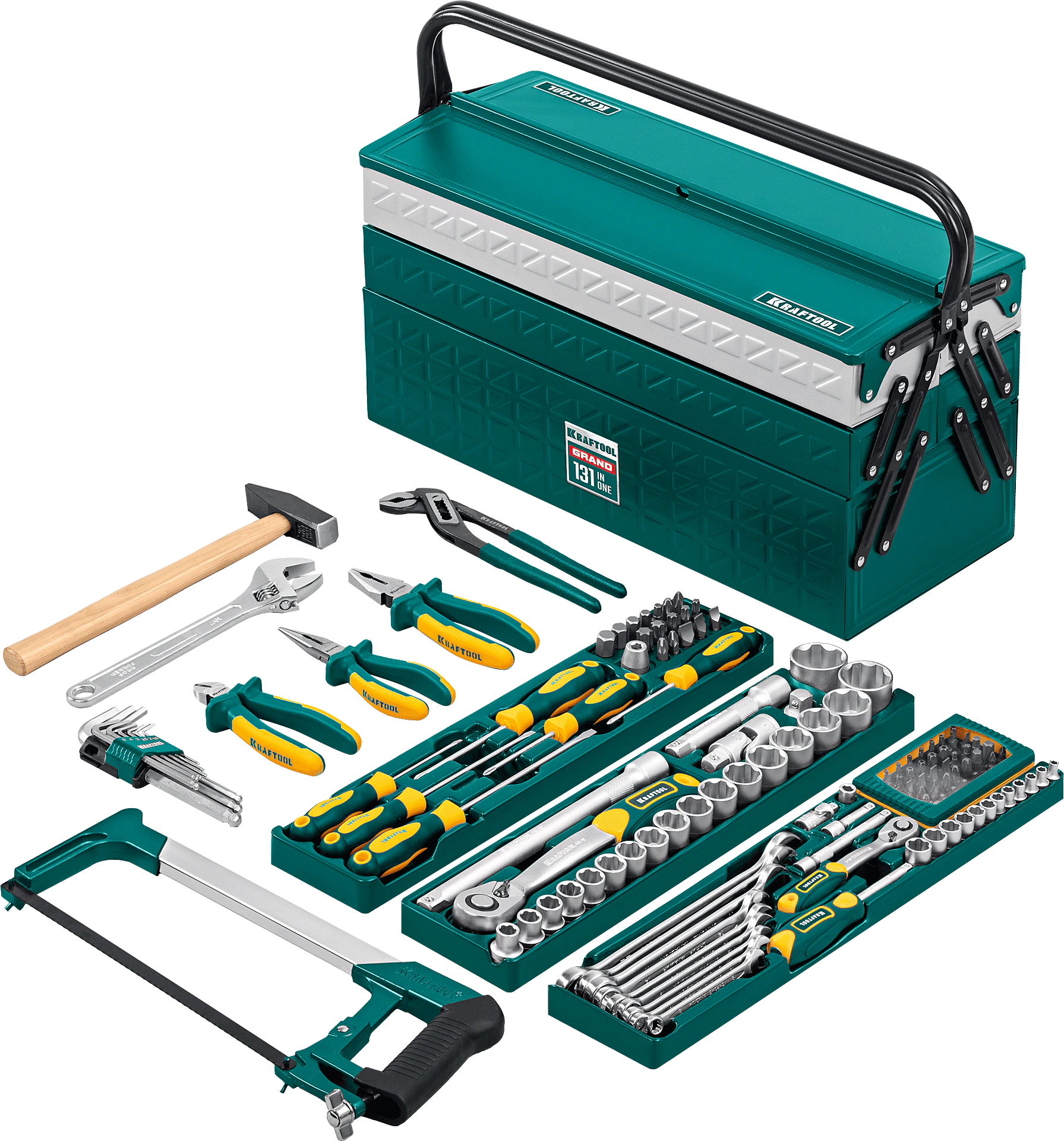 Универсальный набор инструмента KRAFTOOL GRAND-131, 131 предм., (1/2″+1/4″) (27978-H131)