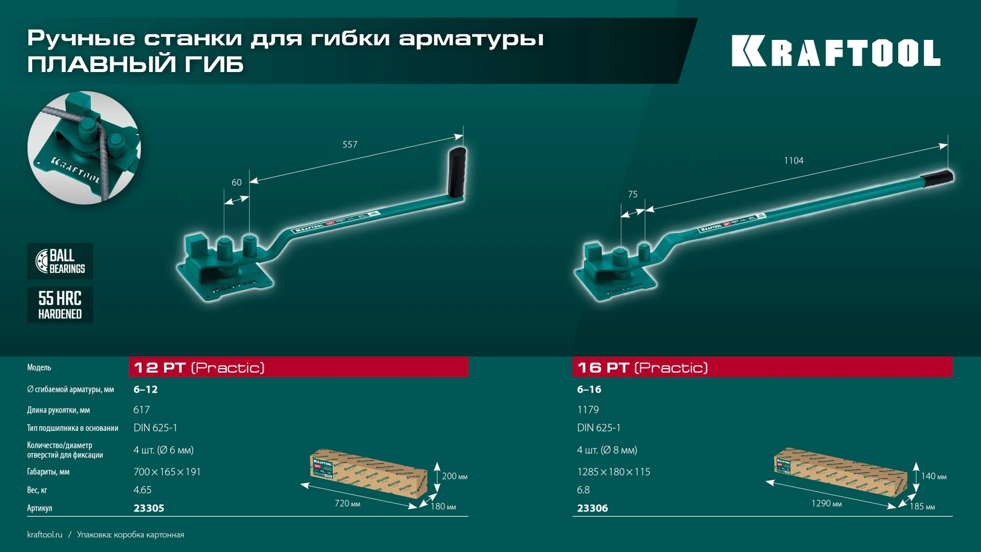 Станок для гибки арматуры KRAFTOOL 12 PT, плавный гиб, на подшипнике, ручной (23305)