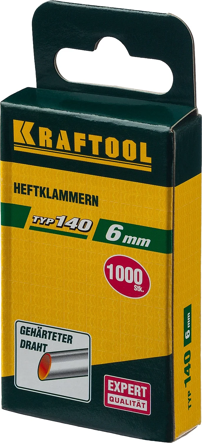 Скобы KRAFTOOL тип 140 (G/11/57), 6 мм, калибр 20GA, 1000 шт (31680-06)