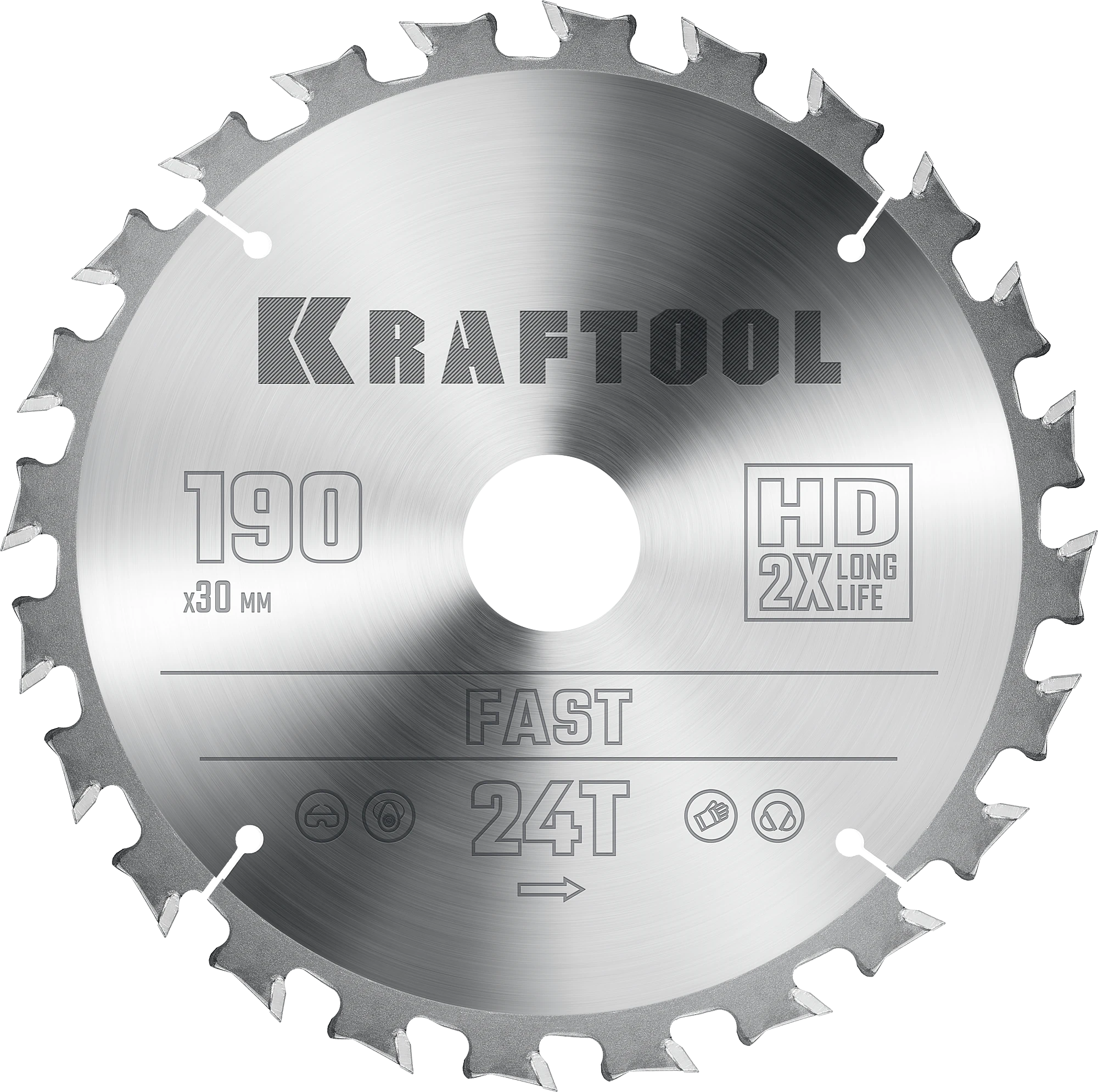 Пильный диск по дереву KRAFTOOL 36950-190-30 Fast, 190 х 30 мм, 24Т