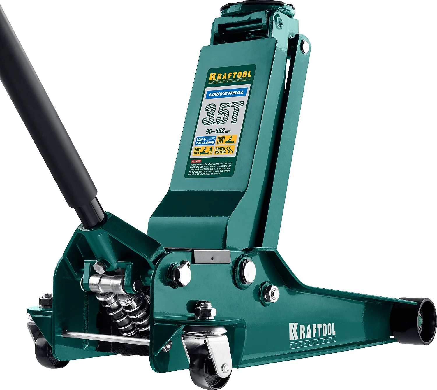 Домкрат подкатной универсальный KRAFTOOL 3.5 т, 95 - 552 мм, для СТО (43454-3.5)