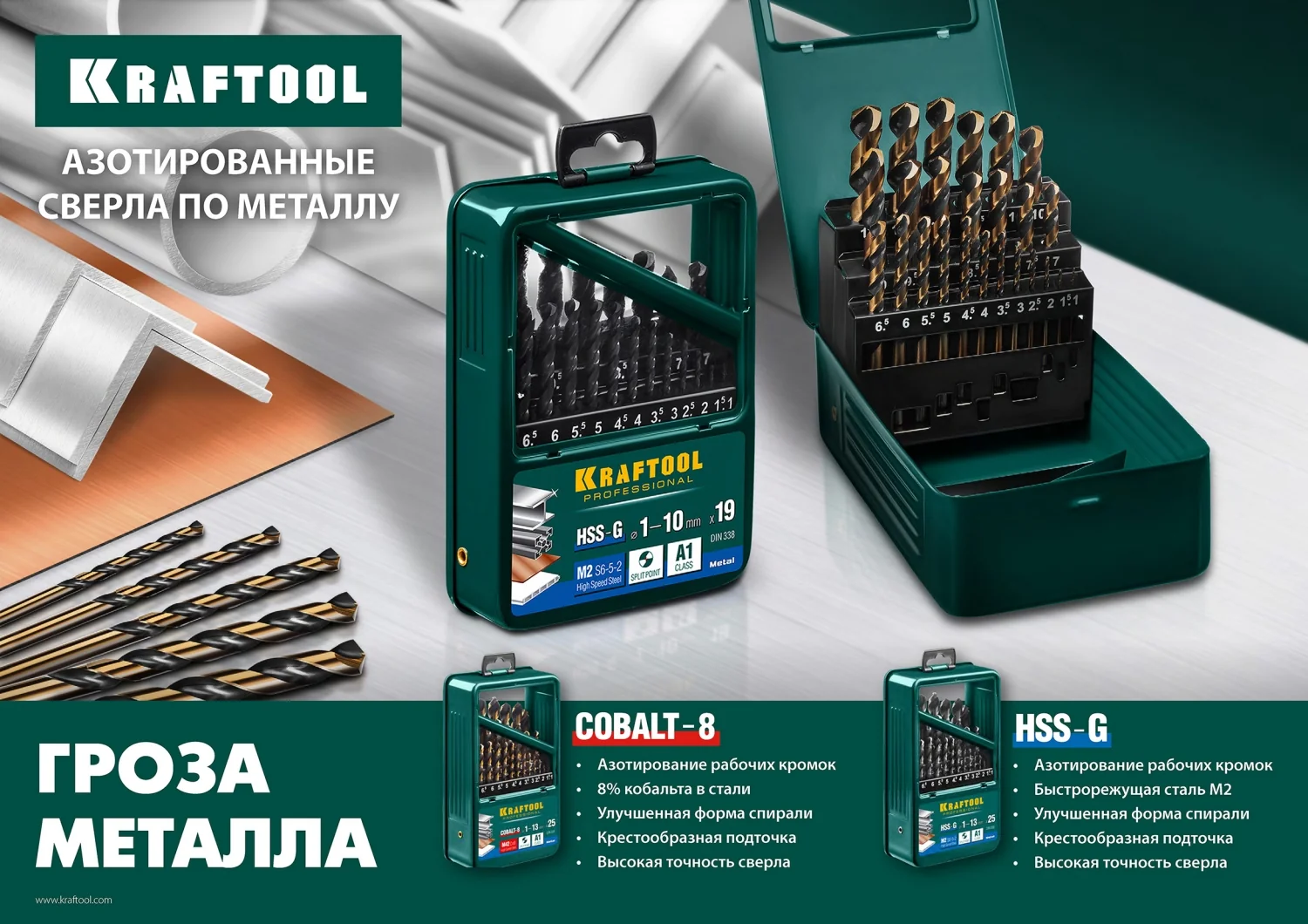 Сверло по металлу KRAFTOOL 29656-2 COBALT-8, 2.0 х 49 мм, сталь М42, HSS-Co(8%)