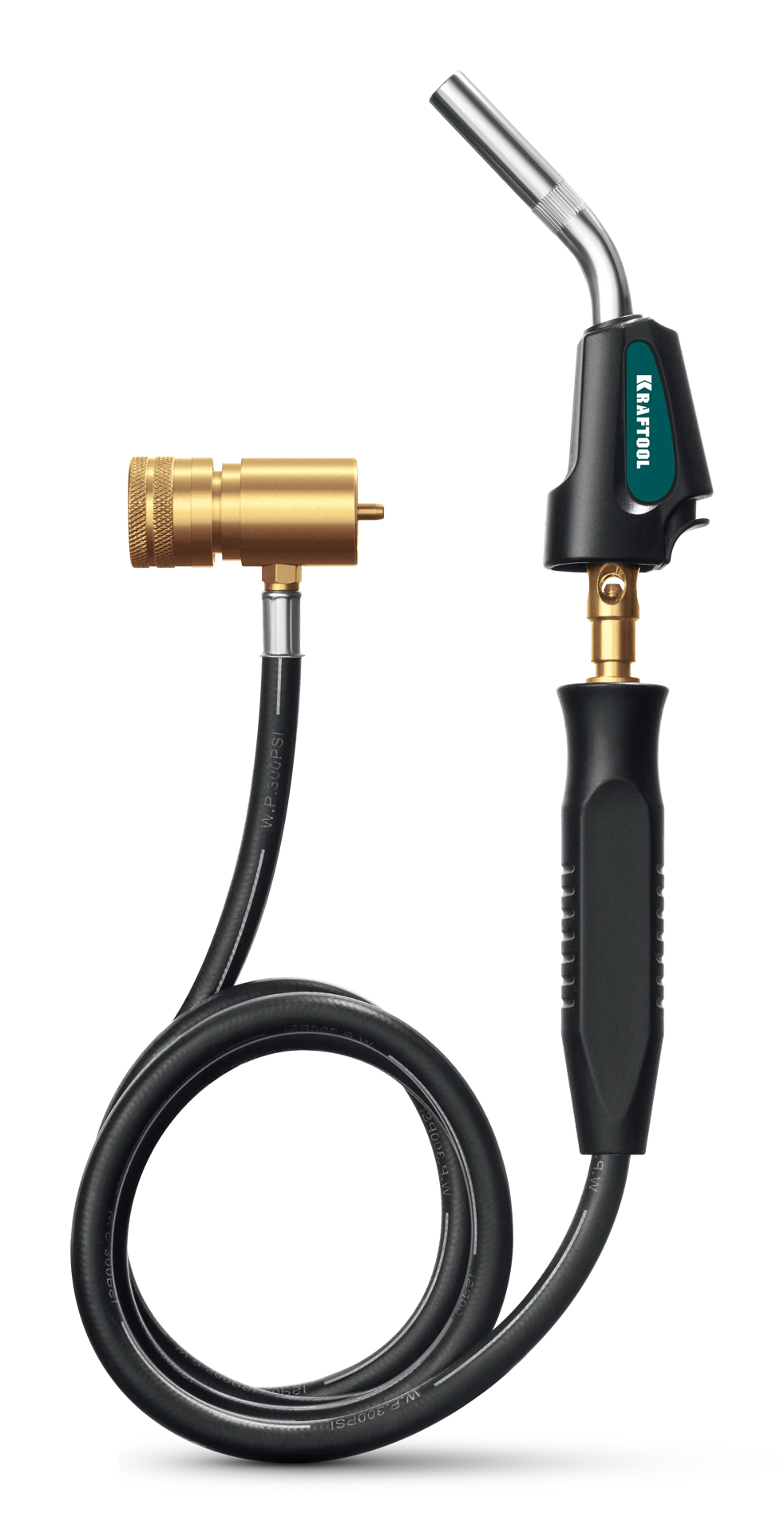 Горелка газовая KRAFTOOL со шлангом 1.4м с пьезоподжигом на баллон турбо нагрев + 30% 2000°C, Blue Fire (55512)