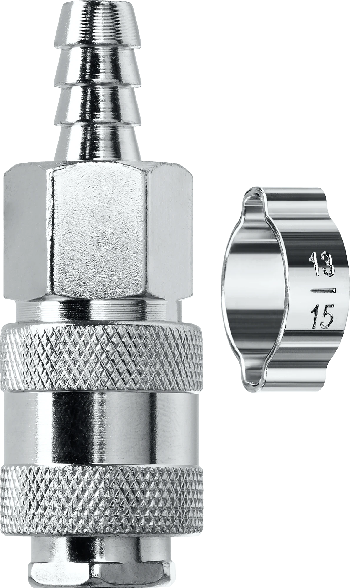 Переходник KRAFTOOL 06596-08 штуцер ″елочка″, 8 мм - рапид муфта, с хомутом