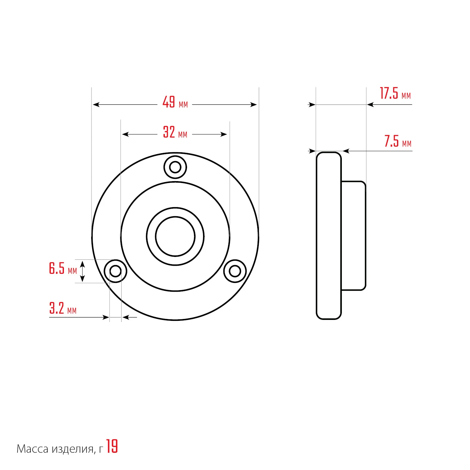 Уровень поверхностный магнитный KRAFTOOL d 49 мм (34789)