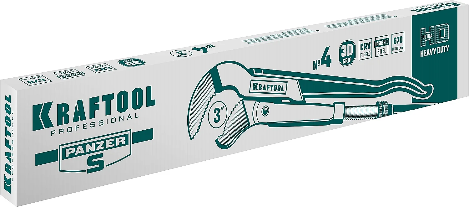 Трубный ключ KRAFTOOL PANZER-S, №4, 3″, 670 мм, с изогнутыми губками (2733-30)